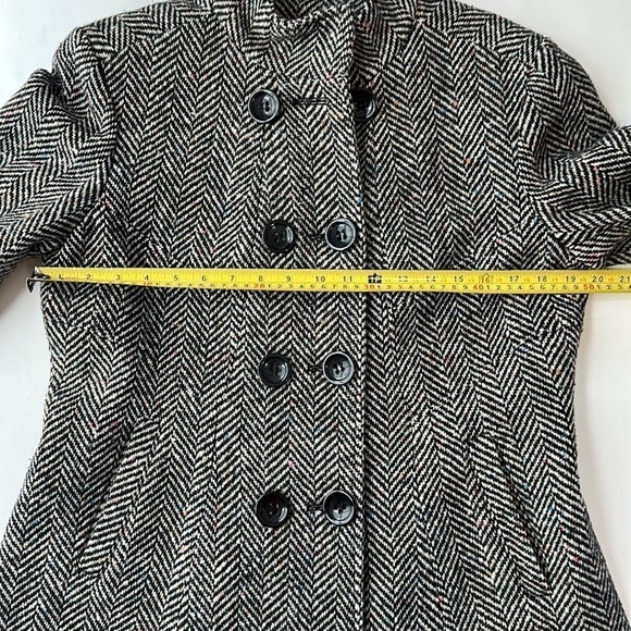 GLO Jeans Black & White Tweed Double Breasted Coat Size Large - Picture 11 of 16